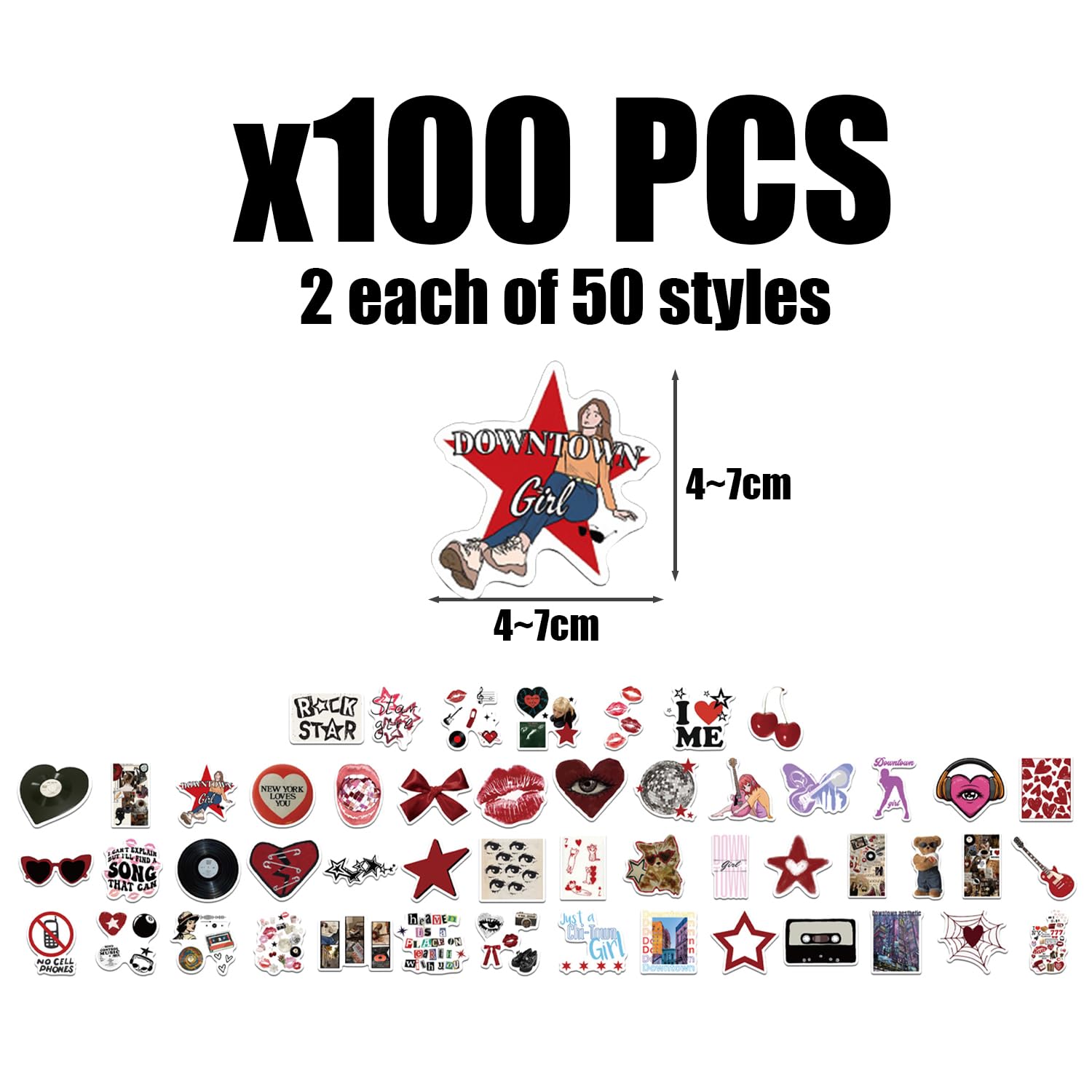 WUFGWBD 100 Trendy Stickers, Retro Stickers, Y2K Style Stickers, Creative And Interesting Stickers - Image 2