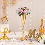 NUPTIO Trumpet Vase Wedding Centerpiece, 16.5" Tall, Metal, Gold, 2 Pcs | Flower Arrangement Table Centerpiece, for Anniversary, Ceremony, Party, Birthday, Event
