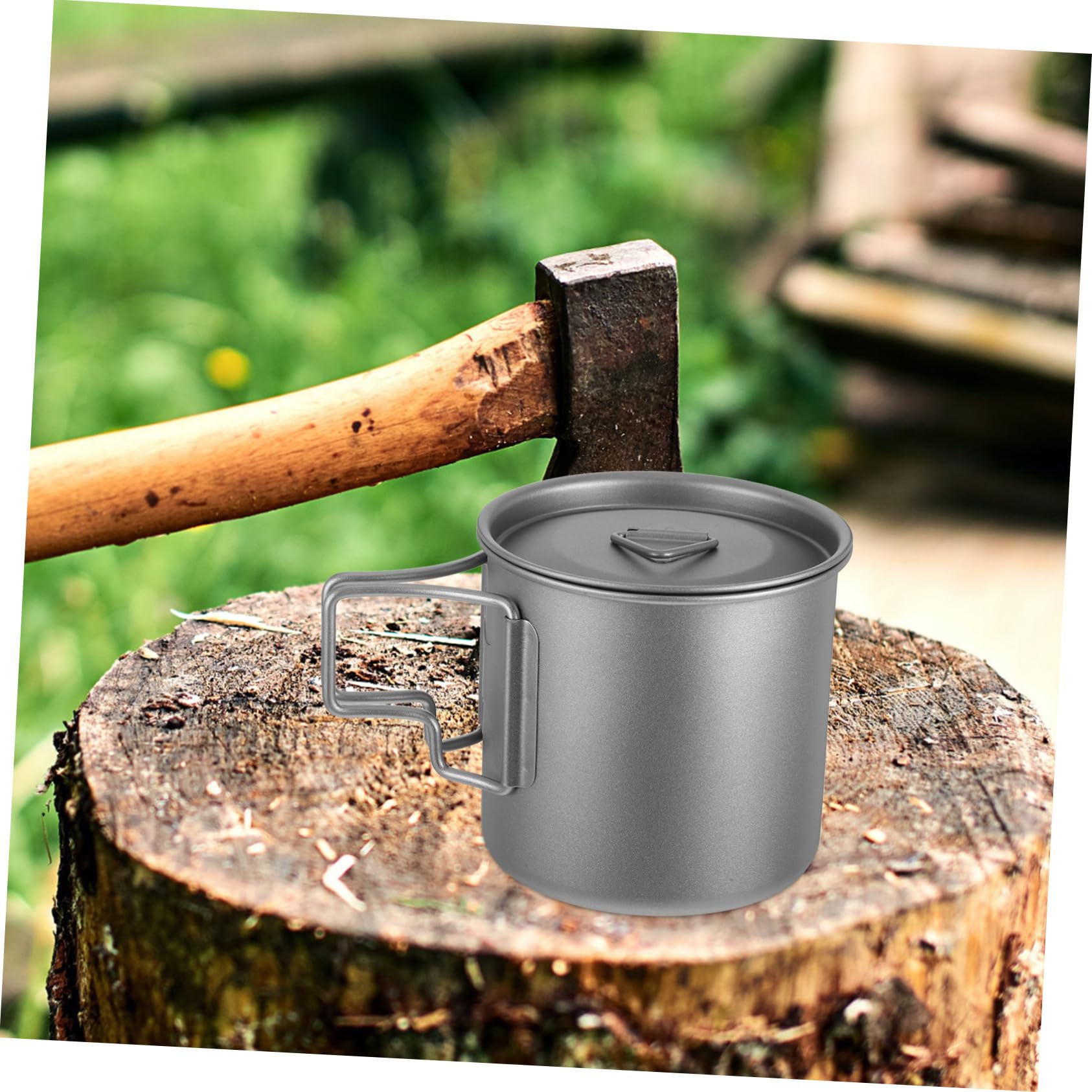 SHINEOFI Titanium Outdoor Becher Faltbar Leichter Camping Kaffeebecher mit Deckel und Tragetasche Ultraleichtes Trinkgeschirr für Rucksackreisen Wandern Picknick Robust und Schnell