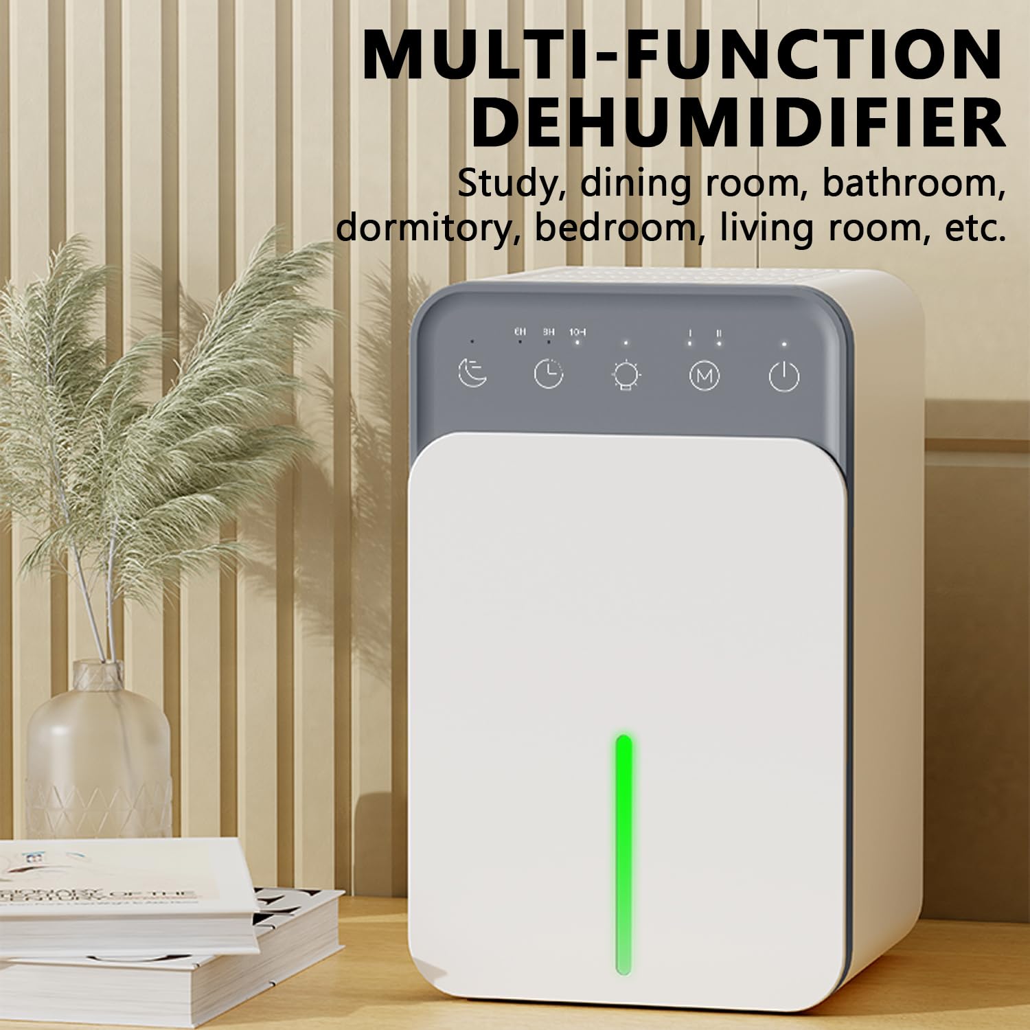 Deshumidificador eléctrico, 1200 ml, mini deshumidificador portátil con modo de suspensión, temporizador, apagado automático y luz ambiental RGB, para dormitorio, baño, armario, armario