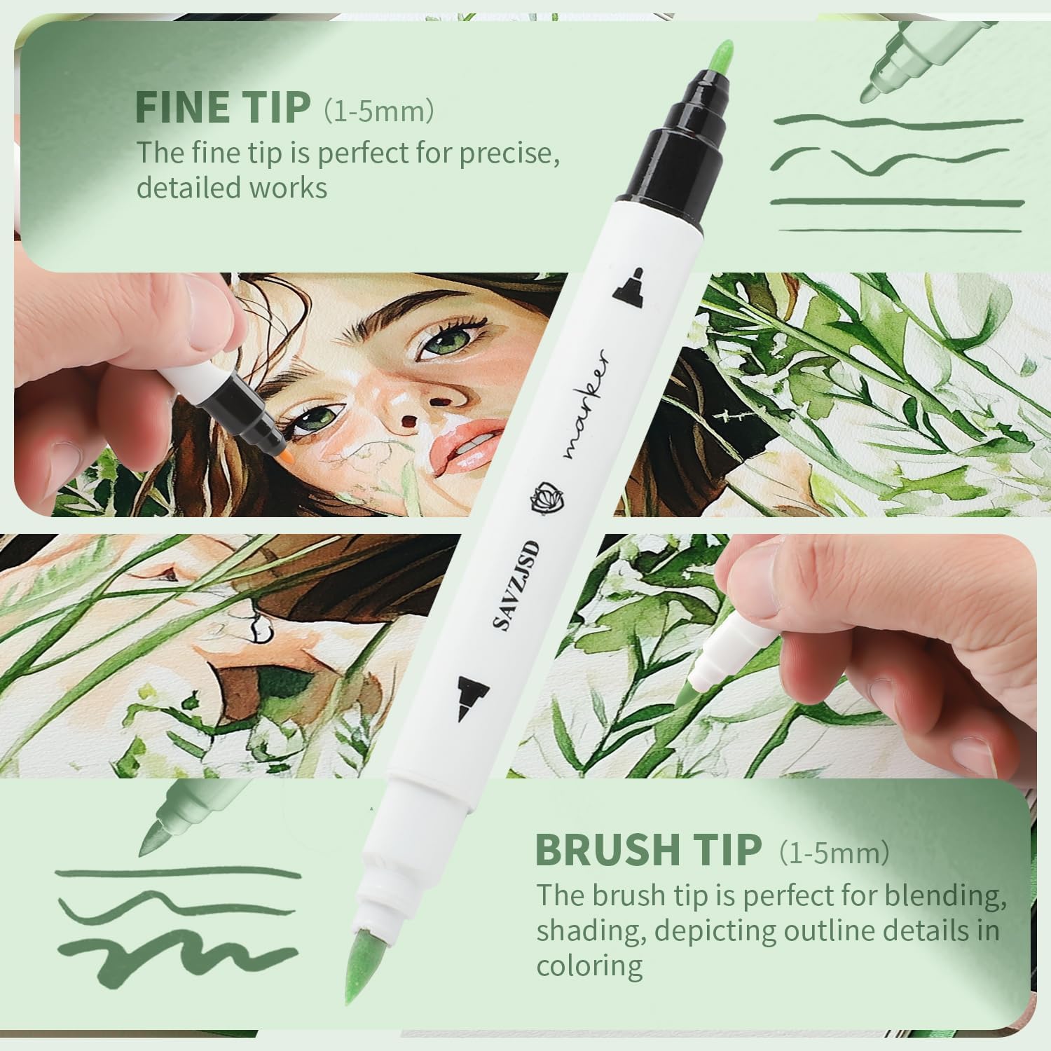 Alcohol Markers, 40 Colors Alcohol Markers Set with Metal Box for Artists, Adults in Coloring & Painting (Brush & Fine) - Image 3