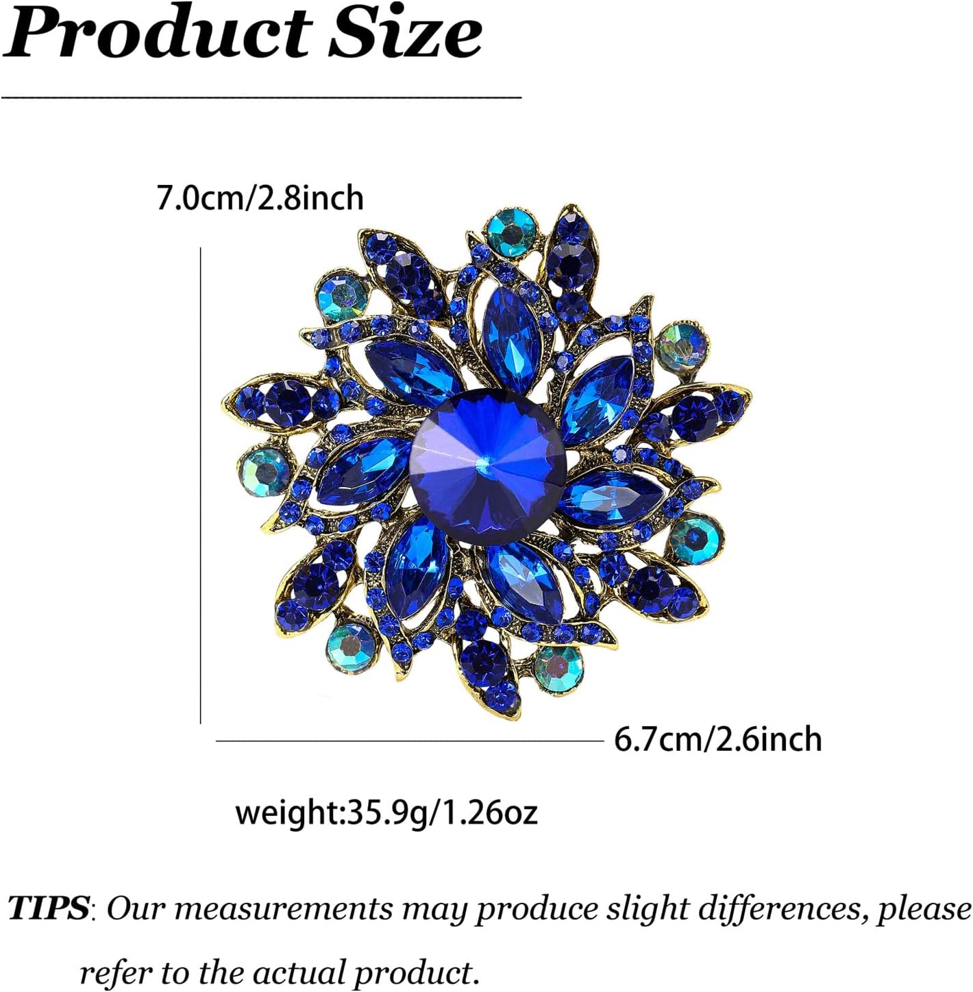 Crystal Flower Brooch for Women Rhinestone Brooch Blue Brooches Pins Accessories Gifts - Image 6