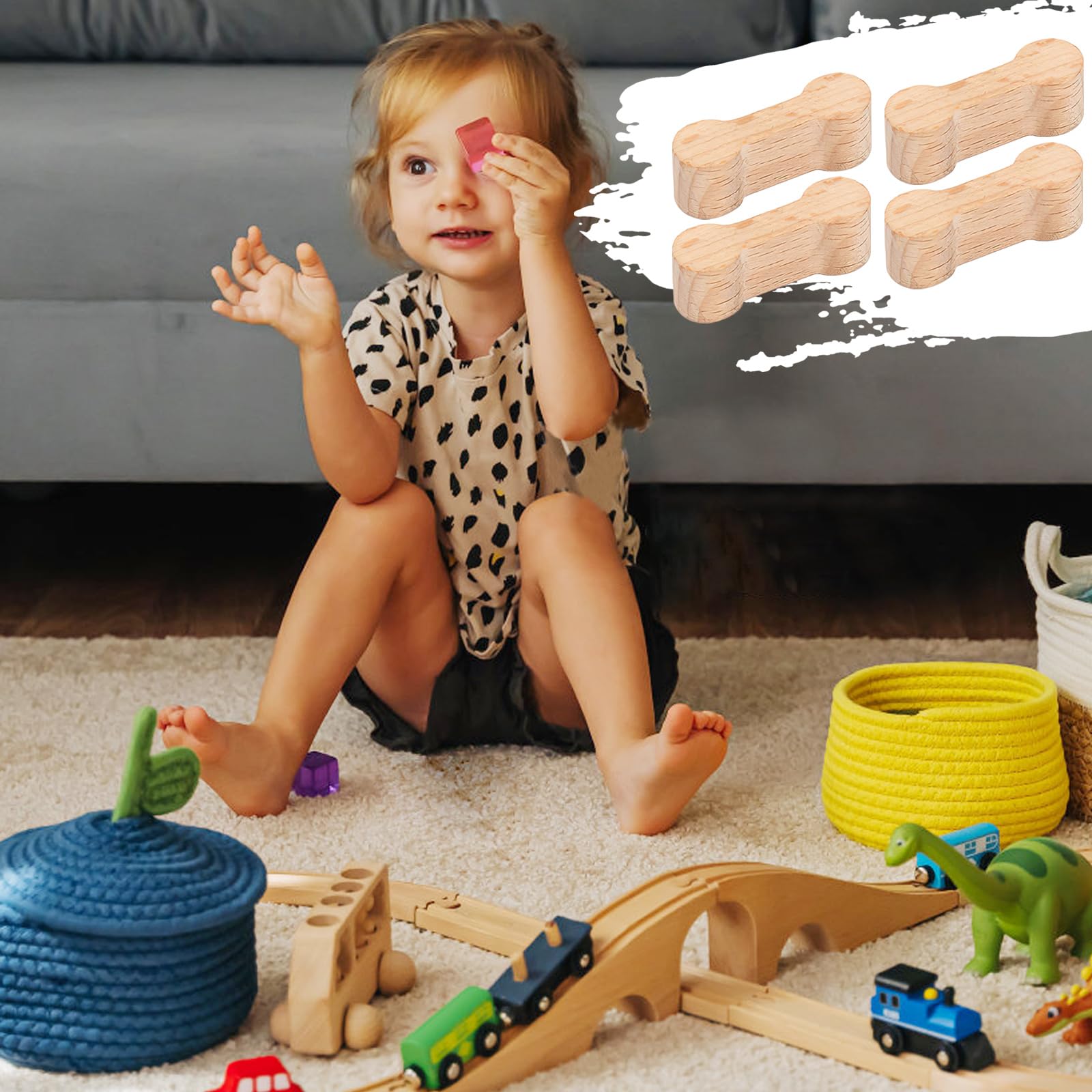 10 Conectores De Vía De Hueso De Perro De Madera Adaptador De Vía De Tren De Madera Piezas De Conector Juego De Tren De Juguete para Adolescentes para Hacer Vías De Juego de Conectores universales
