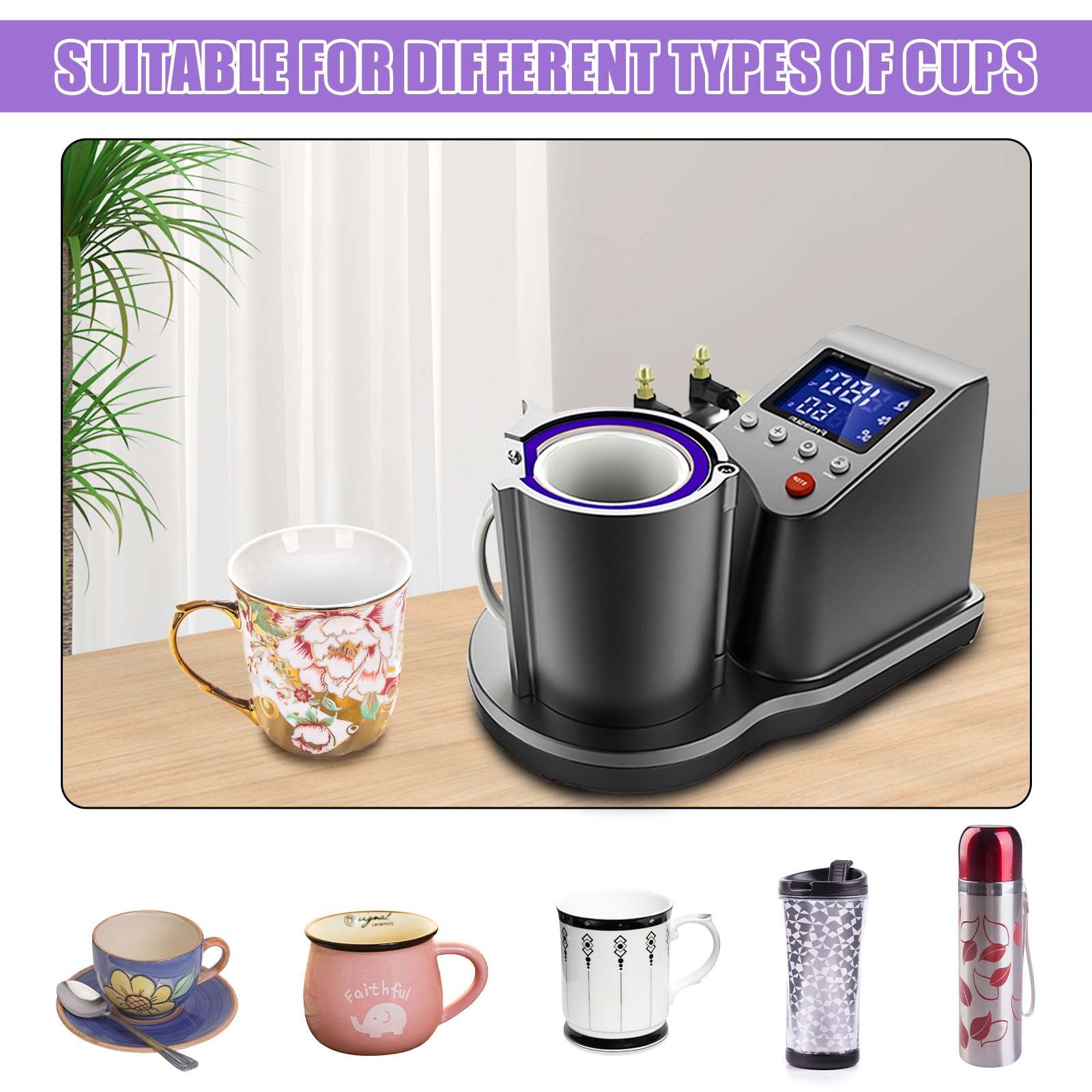 TOATELU Involucri Silicone Per Sublimazione Tazze - 3 Pezzi 25x12 Cm, Viola/Rossa/Arancione