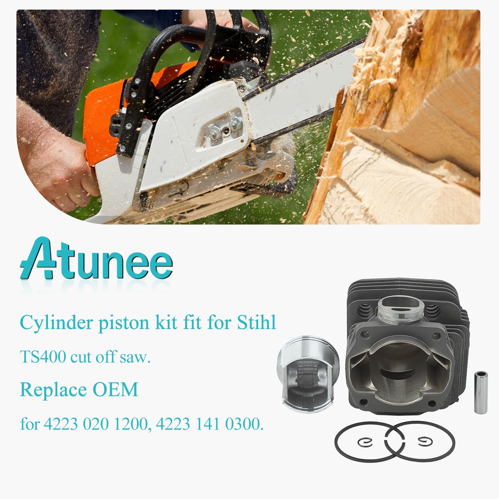 49mm Cilindro Pistone Kit per Stihl TS400 Aria Filtro Carburante Paraolio Motosega Sostituire Parti 4223 020 1200 4223 141 0300