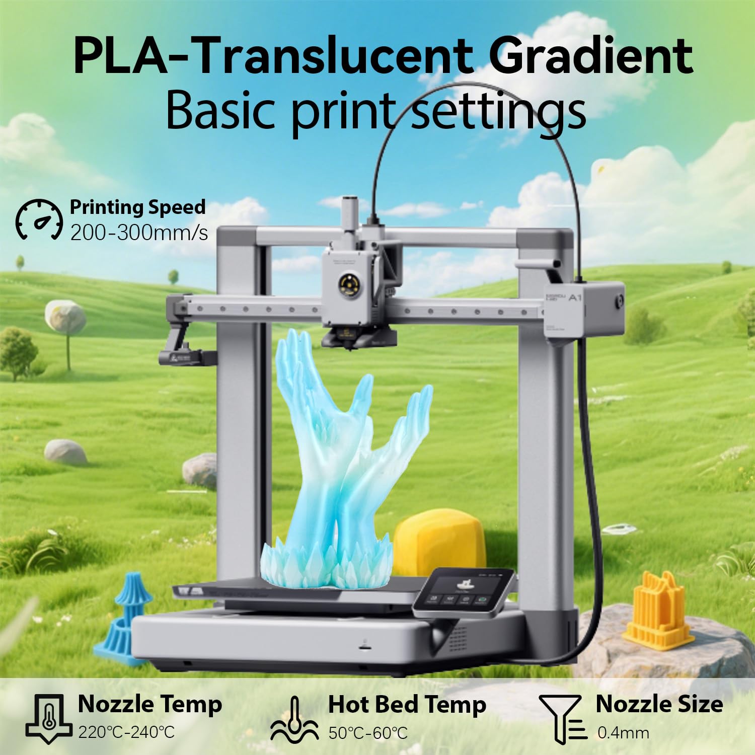 Jedwabny gradientowy tęczowy półprzezroczysty niebo filament PLA 1,75 mm filament do drukarki 3D o wysokiej intensywności, wzmocniony filament do drukowania 3D PLA, 1 kg, szpula starannie nawinięta