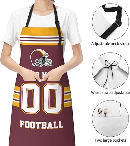 Miniatura 5 de Midkepf Delantales personalizados del estilo del fútbol, delantal personalizado de la cocina del nombre y del número, delantales impermeables