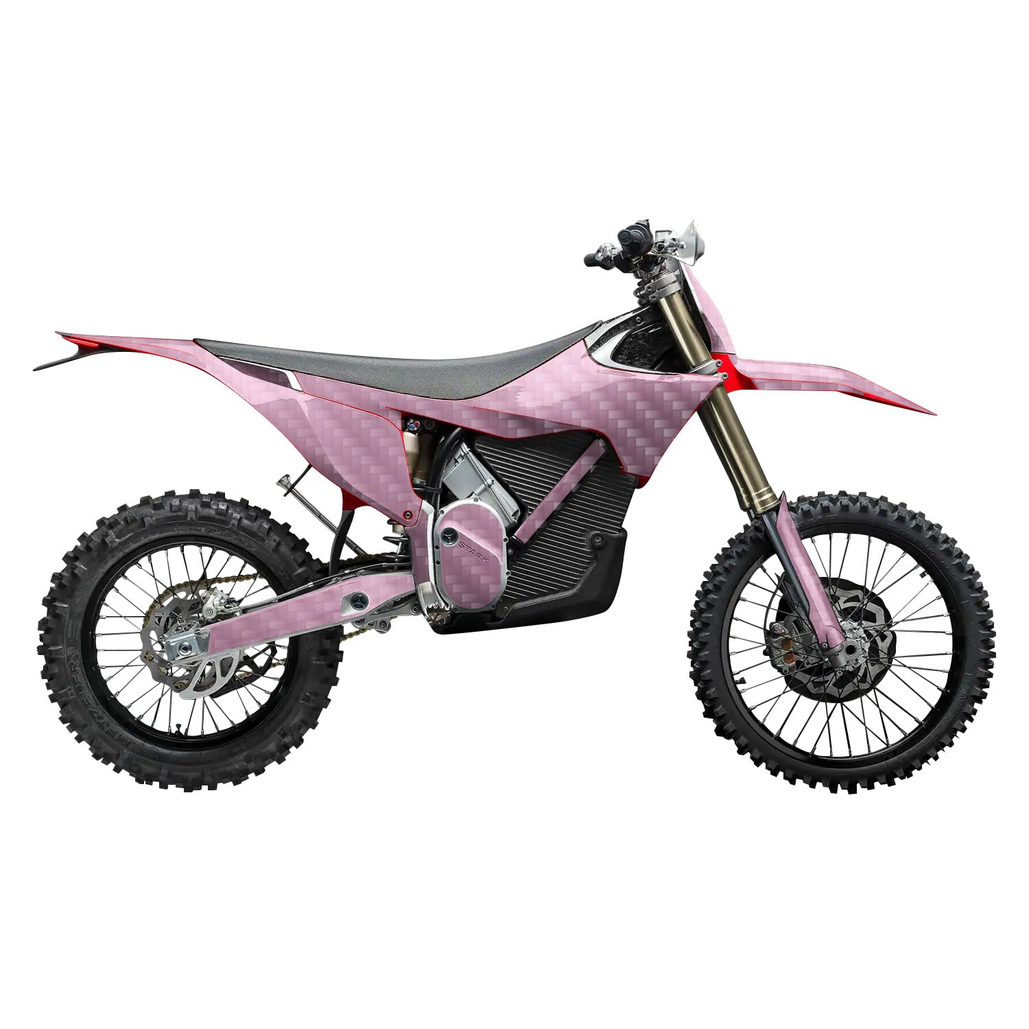 Carbon Fiber Stark Varg MX 2023-2025 Graphics Kit Wrap - Solid Pink - Varg MX Skin - Premium 3M Vinyl Protective Wrap Decal Cover - Easy to Apply | Crafted in The USA by MightySkins