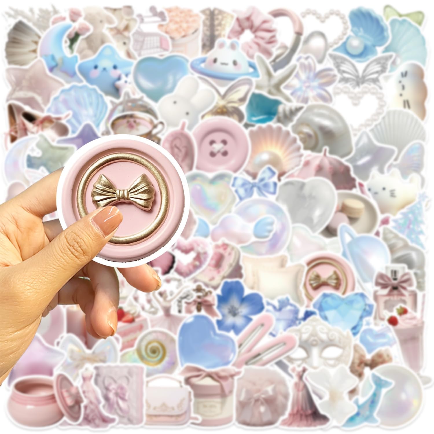 100pcs Coquette Stickers Pack - Cute Waterproof Vinyl Aesthetic Stickers for Girls, 2-2.3inch - Image 3