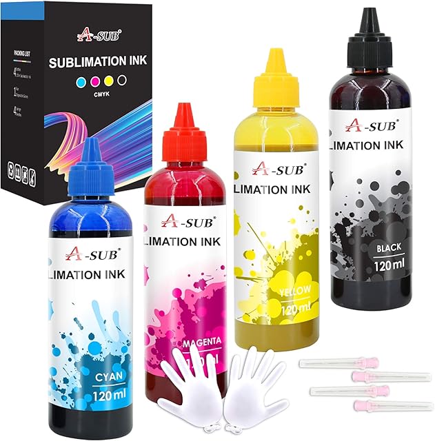 A-SUB 480ml Sublimation Ink Refill Compatible with EPSON WF2800 WF2900 WF3800 WF4800 WF7830 WF7840 ET2850 ET3850 ET4850 ET15000 XP2150 XP3150 XP4150 XP5150 Inkjet Printer for Heat Transfer