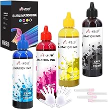 A-SUB 480ML Sublimation Ink Refill Compatible with ET-2720 ET-2760 ET-4760 ET-2800 ET-2803 ET-2850 ET-3760 WF-2830 WF-7710 Inkjet Printers for Heat Transfer Mug, Tumbler, T Shirts