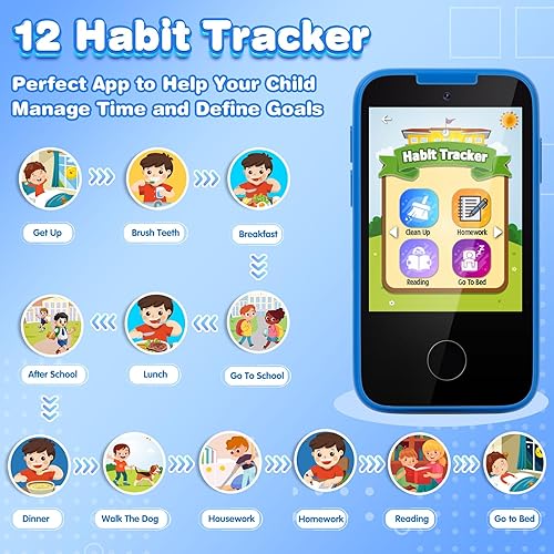 Miniatura 6 de Regalos de teléfono para niños y niñas de 3 a 8 años, juguete de teléfono con doble cámara, reproductor de música MP3, juegos, pantalla táctil ABC,