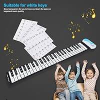 Vista 3 de Juego de 2 calcomanías de piano con teclado extraíble de 88 teclas, calcomanías de letras de piano, notas de teclado electrónico, teclas blancas