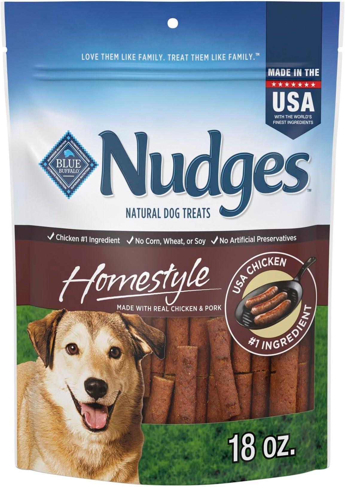 Nudges Homestyle Natural Dog Treats Chicken and Pork, 18-oz Bag
