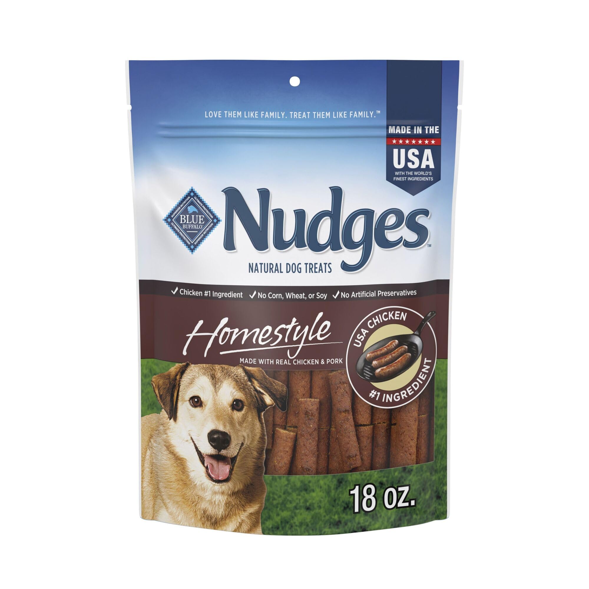 Nudges Homestyle Natural Dog Treats Chicken and Pork, 18-oz Bag