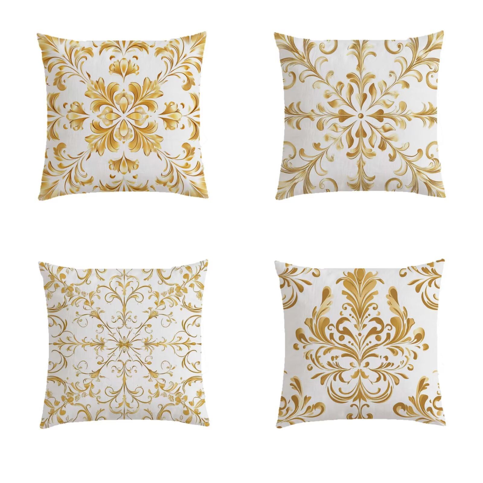 Housse coussin 80x80cm jaune imperméable pour canapé de jardin en lot de 4