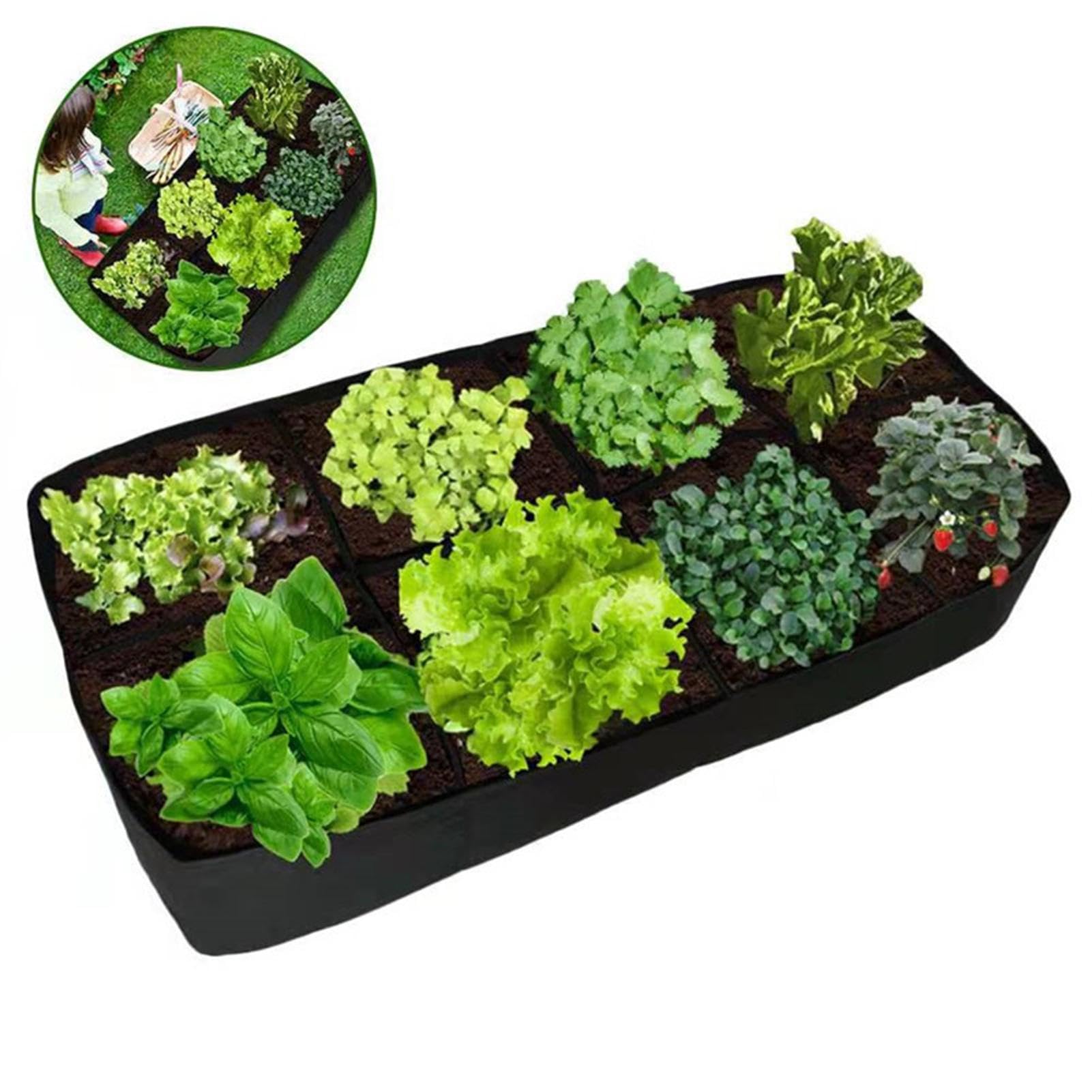 Borsa Per Coltivazione Rialzata In PE Con Griglie, 60x60x25 Cm, Per Verdure Ed Erbe, 8 Scomparti - 4