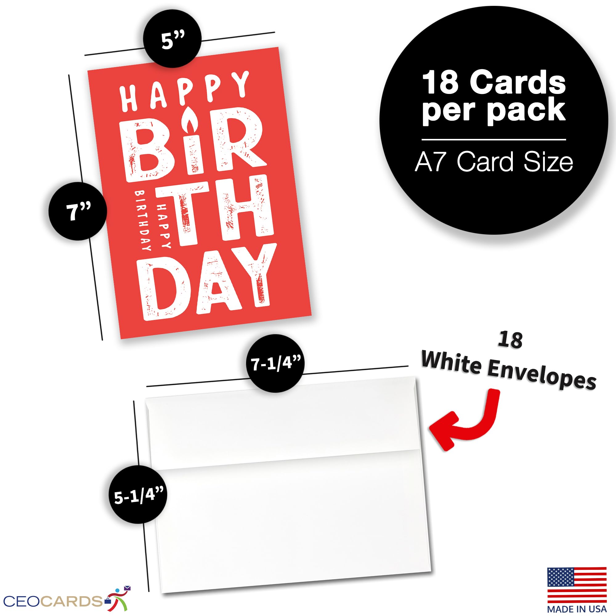 CEO Cards Geburtstagskarten-Set – 18 Karten Inkl. Umschläge, Für Geschäftliche & Private Gratulationen