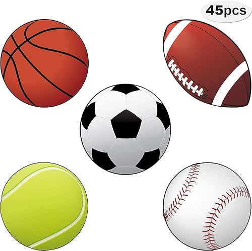 Blulu Recortes deportivos para decoración de fiesta, bolas versátiles de decoración de aula, recortes de papel con puntos de pegamento para