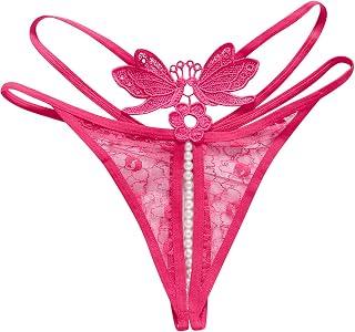 Générique Culotte Dentelle Basse Transparente pour Femme String Perlé Ouvert Stimulant Chaud Érotique sans Rendu