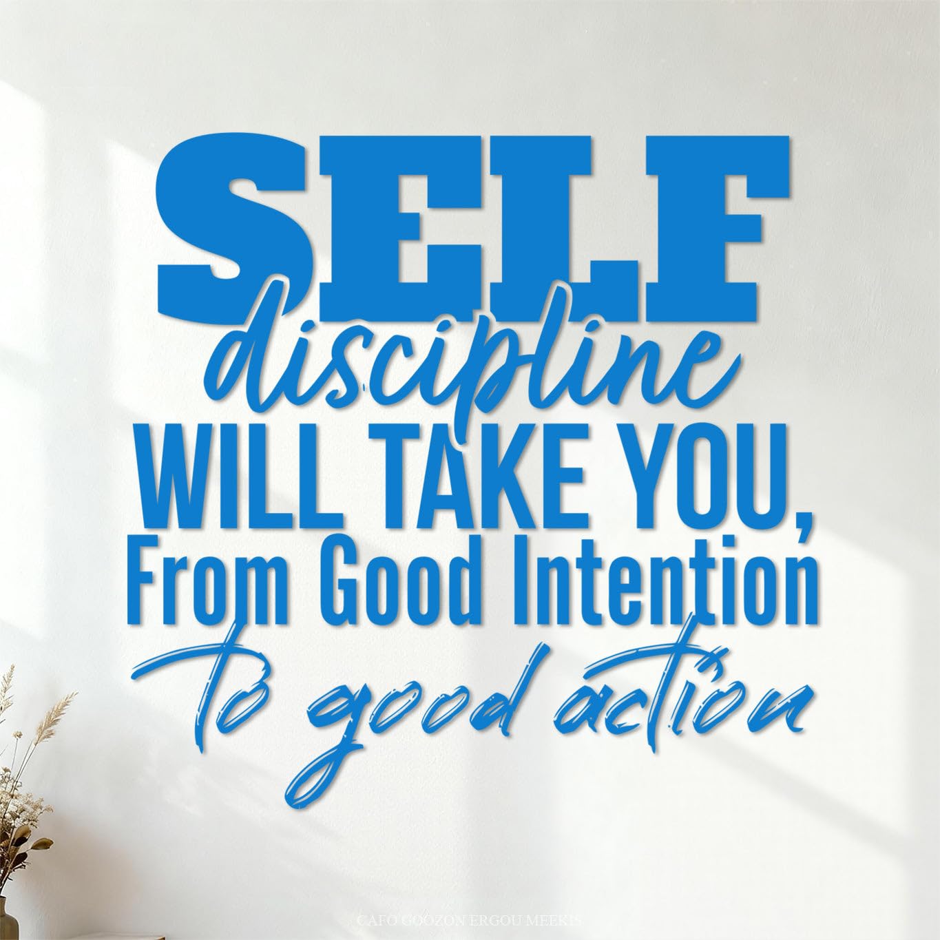 Lettering Stickers Motivational and Inspiration Quotes 54x55cm Removable Without Leaving Glue Blue — image 1