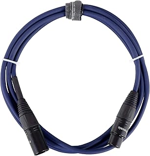 Pronomic Stage DMX3-2,5 kabel DMX 2,5 m (do okablowania efektów świetlnych, złote kontakty, kolor płaszcza: niebieski, XLR męski do XLR żeński)
