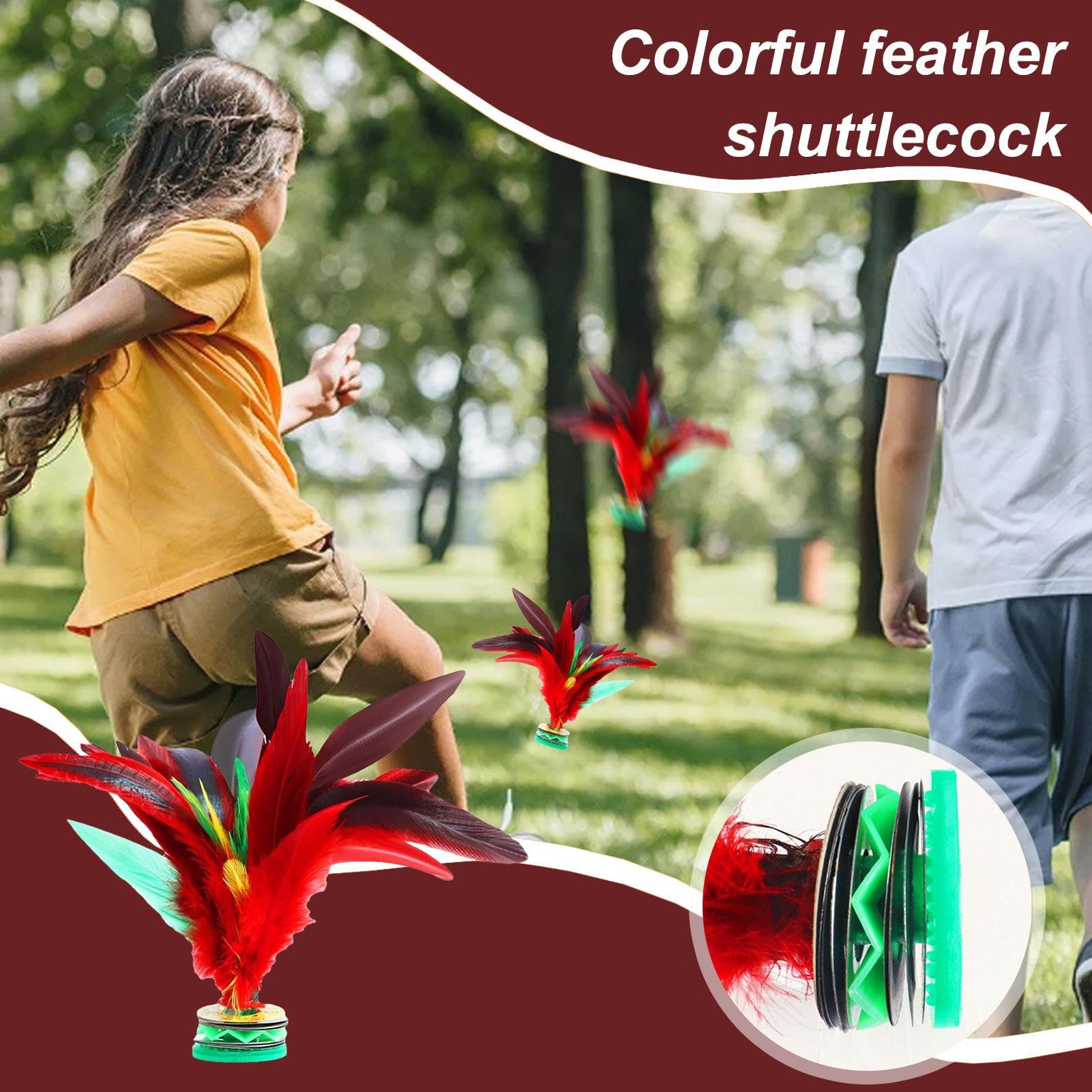 Volant Jianzi - Volant en Plumes Chinoises, Jeu de Pied en Plumes de Poulet | Équipement de Sport coloré, Amusant | Équipement de Jeu Traditionnel en Plumes pour Les rassemblements d'