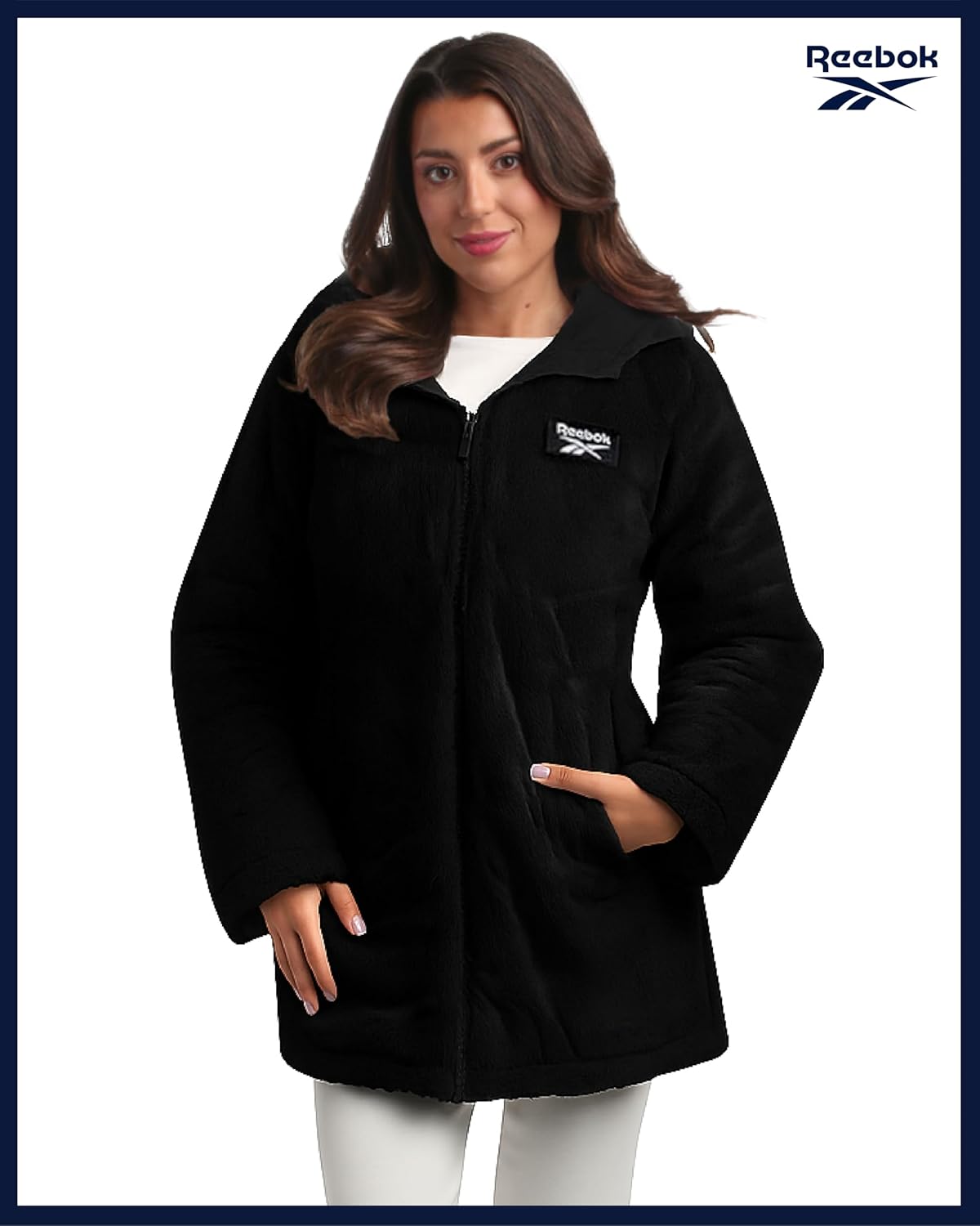 Reebok Womens Winter Jacket - Sherpa Fleece Lined Reversible Insulated Puffer Parka Winter Coats for Women with Faux Fur Hood - Image 5