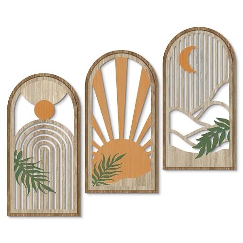 Putuo Decor Boho Plant Wall Art, Wood Modern Minimalist Wall