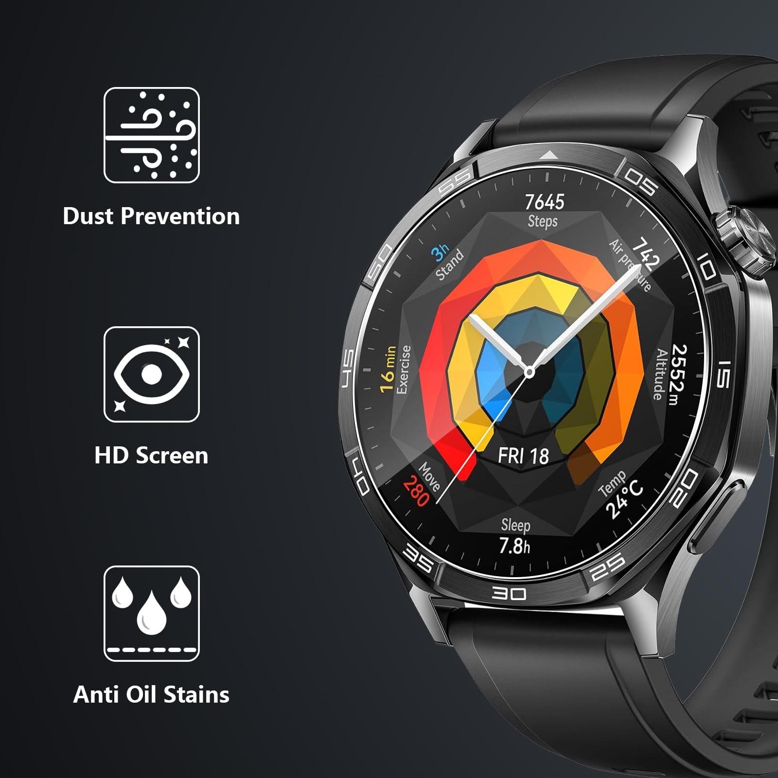 Folia ochronna do Huawei Watch GT5 46 mm do szkła pancernego, 3 sztuki folii ze szkła hartowanego, folia ochronna na wyświetlacz odporna na zarysowania do Huawei GT 5 46 mm, ultra cienka