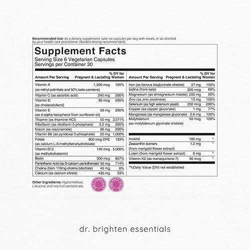 Dr. Brighten Paquete Prenatal Plus y Omega Plus para madres embarazadas o lactantes, sin OMG, sin gluten, sin soja