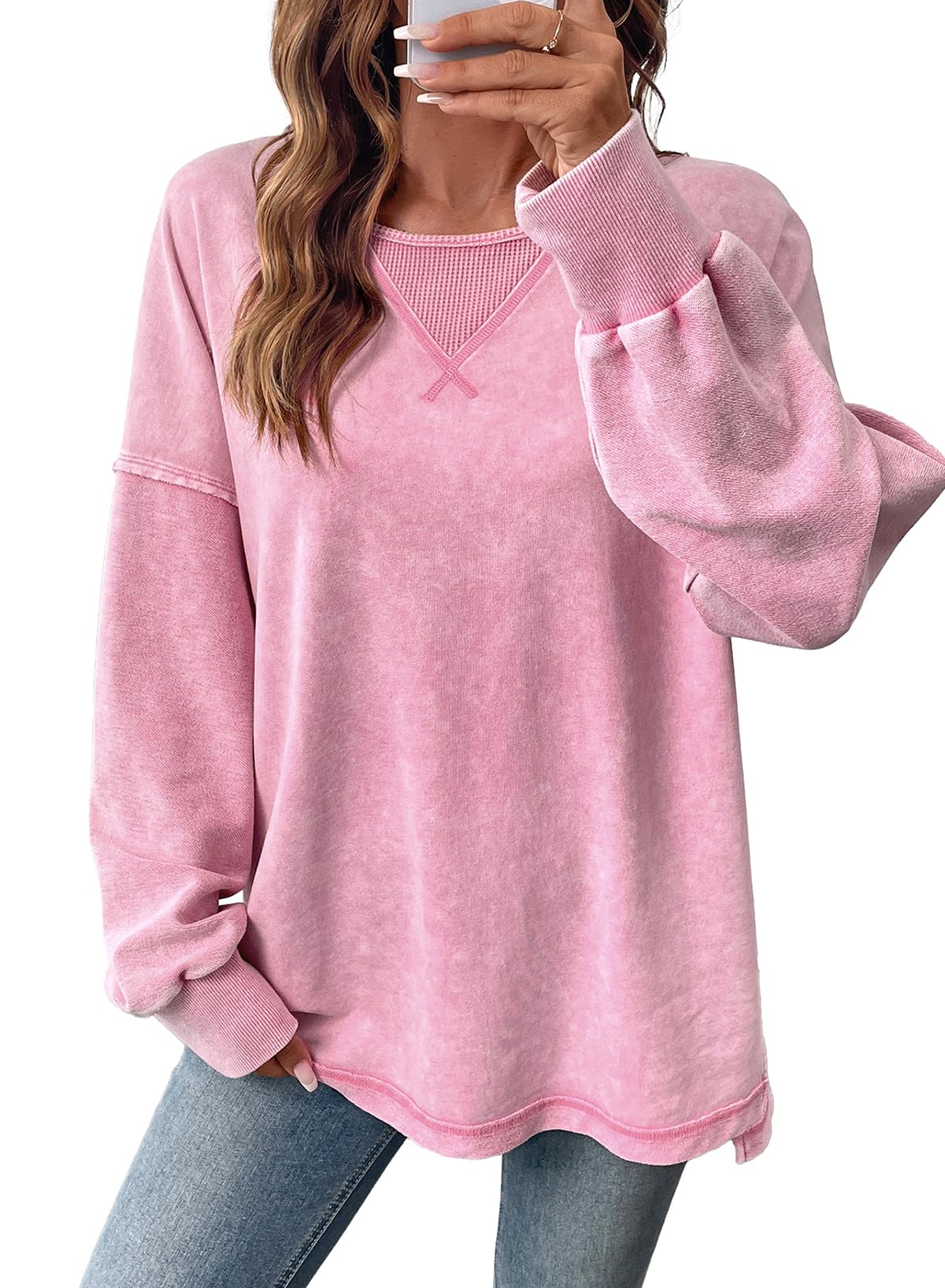 SHEWIN Women's Long Sleeve Crewneck Sweatshirt