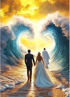 MAXBYE Diamonds Art Kit for Adults, DIY 5D Wedding Diamond Painting Kits, Full Drill Round Gem Art Craft for Home Wall Decoration 12x16 inch