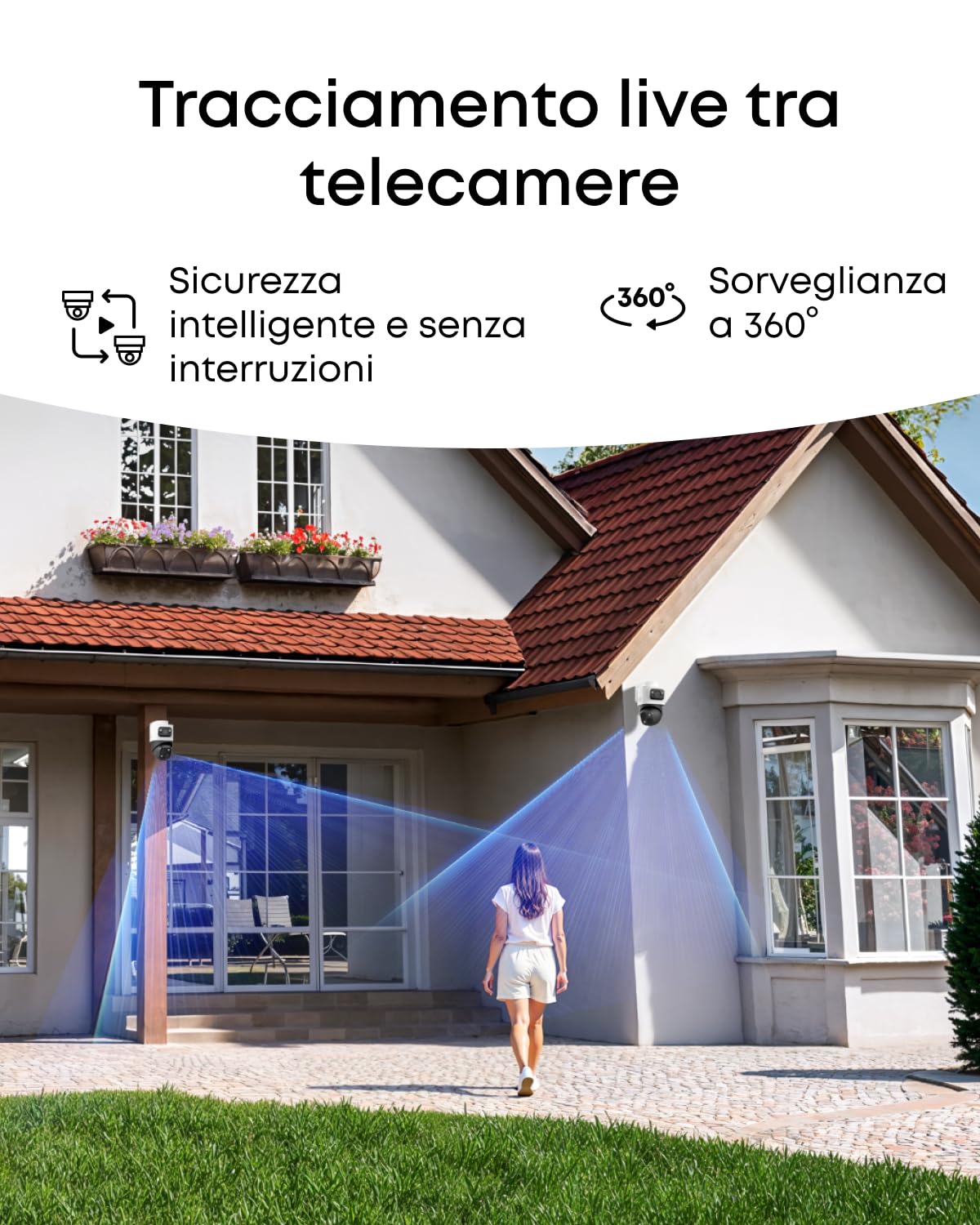 eufy Security Sistema NVR PoE S4, 2 telecamere Bullet-PTZ, 2 telecamere Bullet PTZ 360°, framing e tracking auto AI, auto-ricerca video, visione notturna a colori, strobo rosso/blu,2TB HD,ripresa 24/7