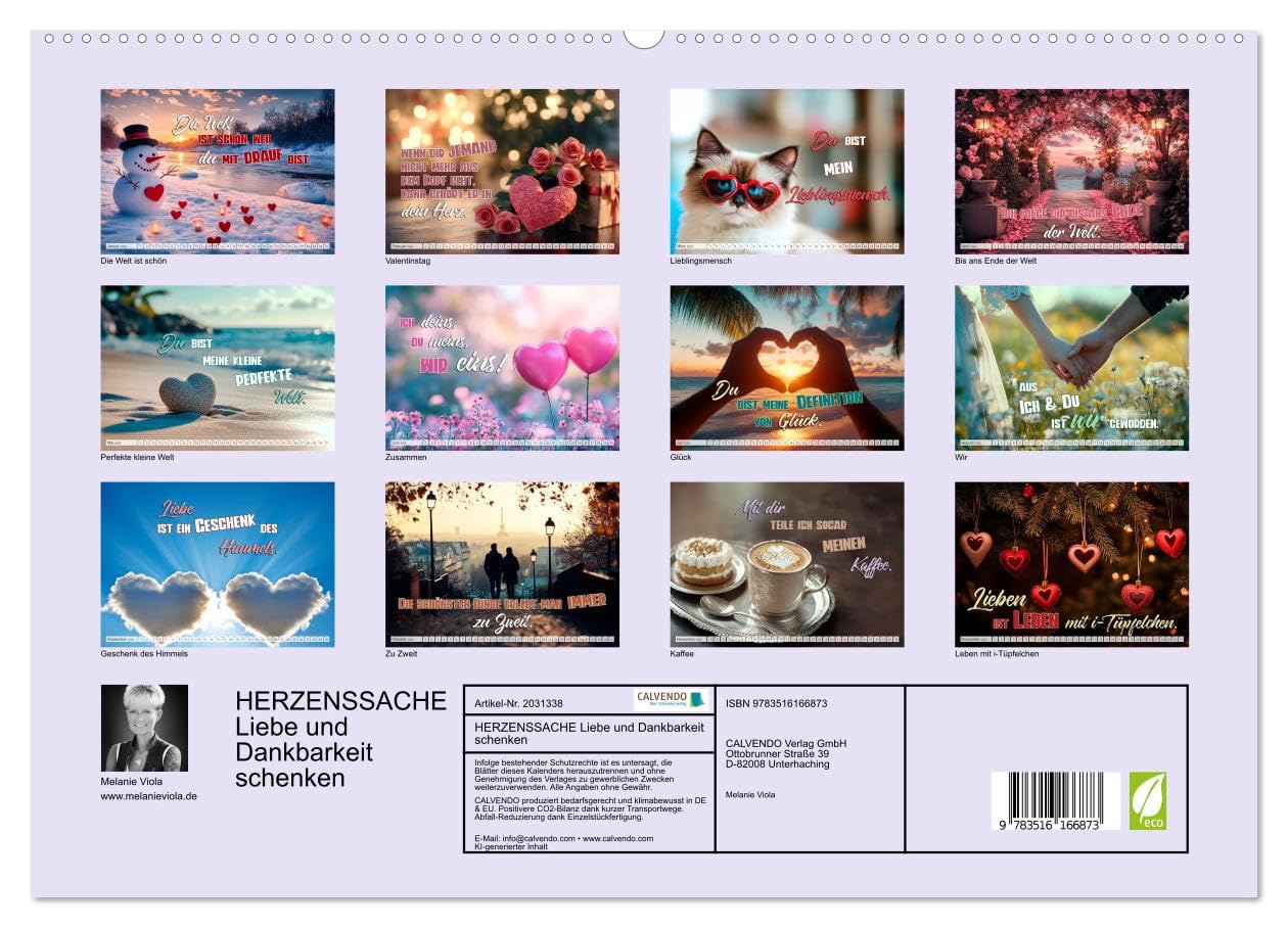 HERZENSSACHE Liebe und Dankbarkeit schenken (hochwertiger Premium Wandkalender 2026 DIN A2 quer), Kunstdruck in Hochglanz: Momente voller Freude und Inspirationen (CALVENDO Menschen)
