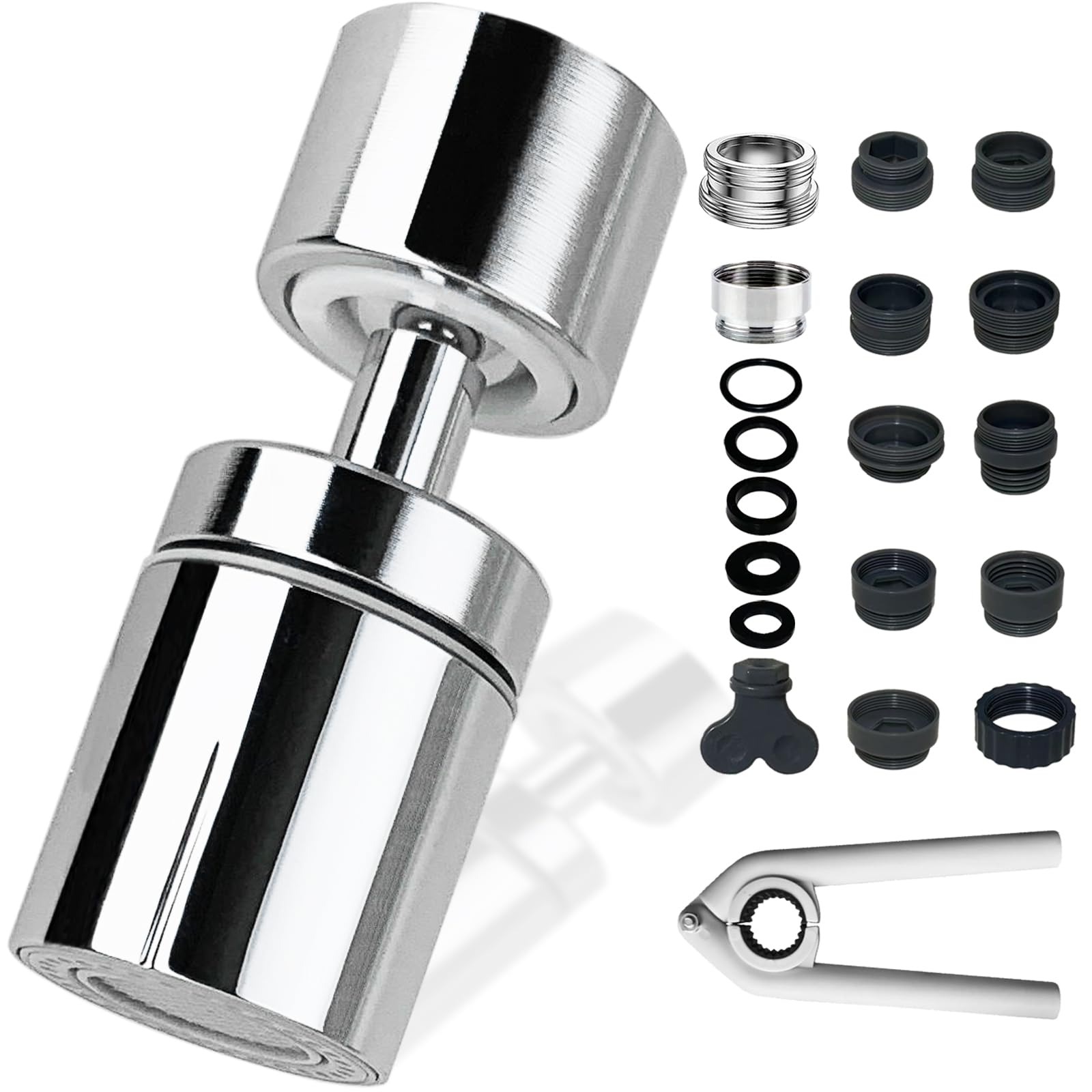 Rezzi Chrome Kitchen Tap Spray Head Faucet Adapter 360° Swivel Spout Sink Tap Faucet Attachment Spray With 2 Functions Modes Replacement Tap Aerator Sprayer Accessories Universal Tap Adapter Attachment