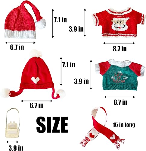Miniatura 3 de Juego de 7 piezas de ropa de peluche de Navidad, se adapta a 12 pulgadas de lindo pato o animales de peluche
