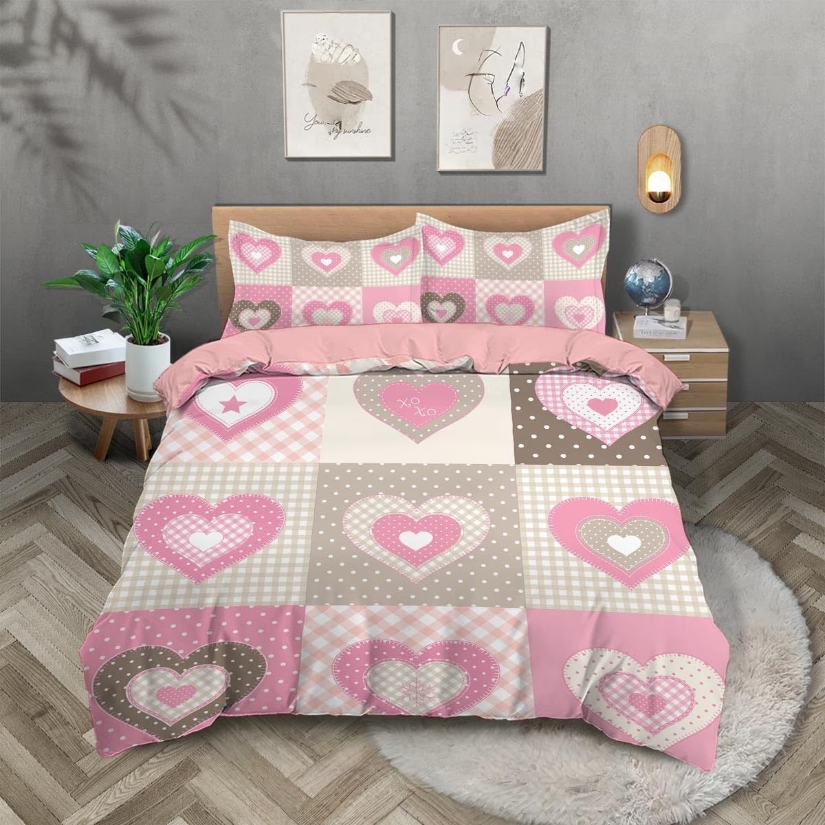 Parure de lit à carreaux patchwork pour chambre d'enfant ou adulte