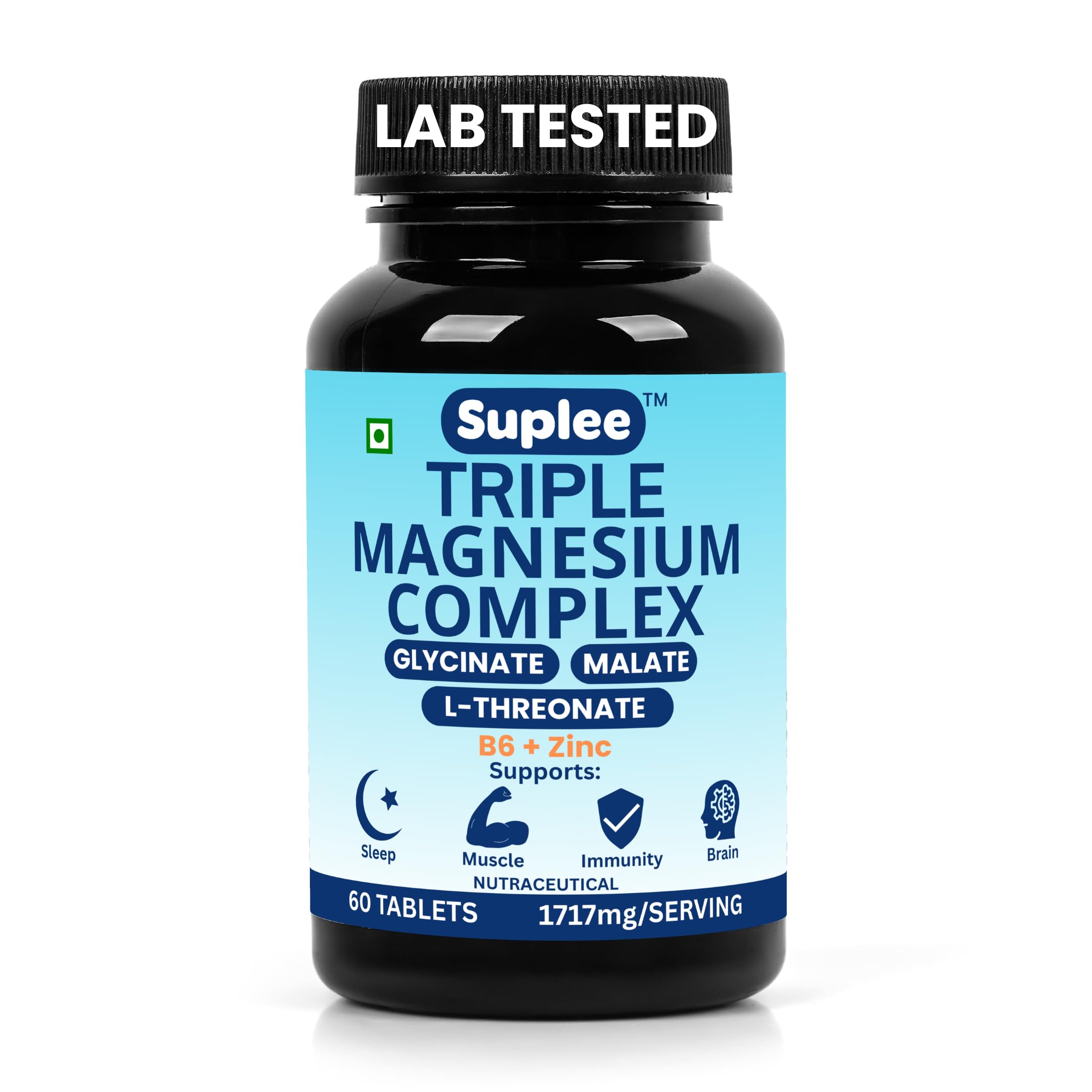 Triple Magnesium Complex Supplement with Glycinate, L-Threonate & Malate | With Zinc & B6 for Sleep, Muscle, & Brain Support | Magnesium Tablets for Men & Women - 60 Tabs-picture-55