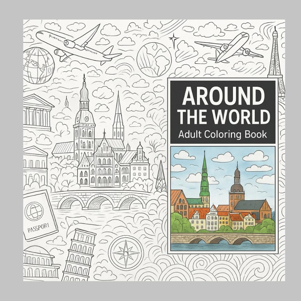 AROUND THE WORLD: Relaxing and Fun Coloring Pages of Landmarks, Cities, and Nature from Around the World