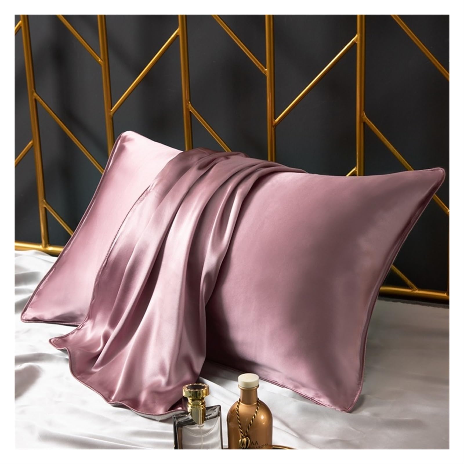 Funda Almohada Seda Funda de Almohada de Seda Estilo sobre Fundas de Almohada de Seda for Cabello Saludable Piel Mujeres Hombres Funda de Almohada de Lujo 48x74cm(Purple)