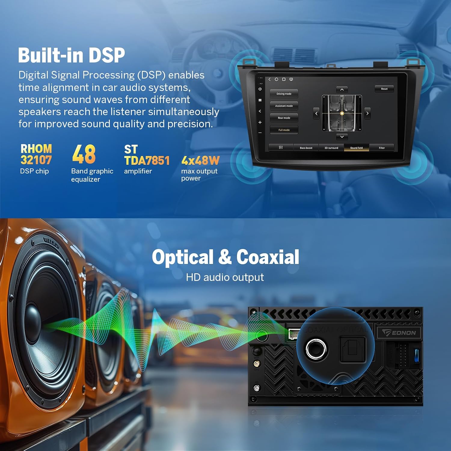 Eonon 9" Car Stereo for Mazda 3 2010-2013, QCM6225-AD Octa Core 6+64GB, Wireless CarPlay & Android Auto Car Radio, Touchscreen QLED Car Stereo Receiver, 4G LTE/Bluetooth/HDMI/SWC - M3BLX6S Upgrade