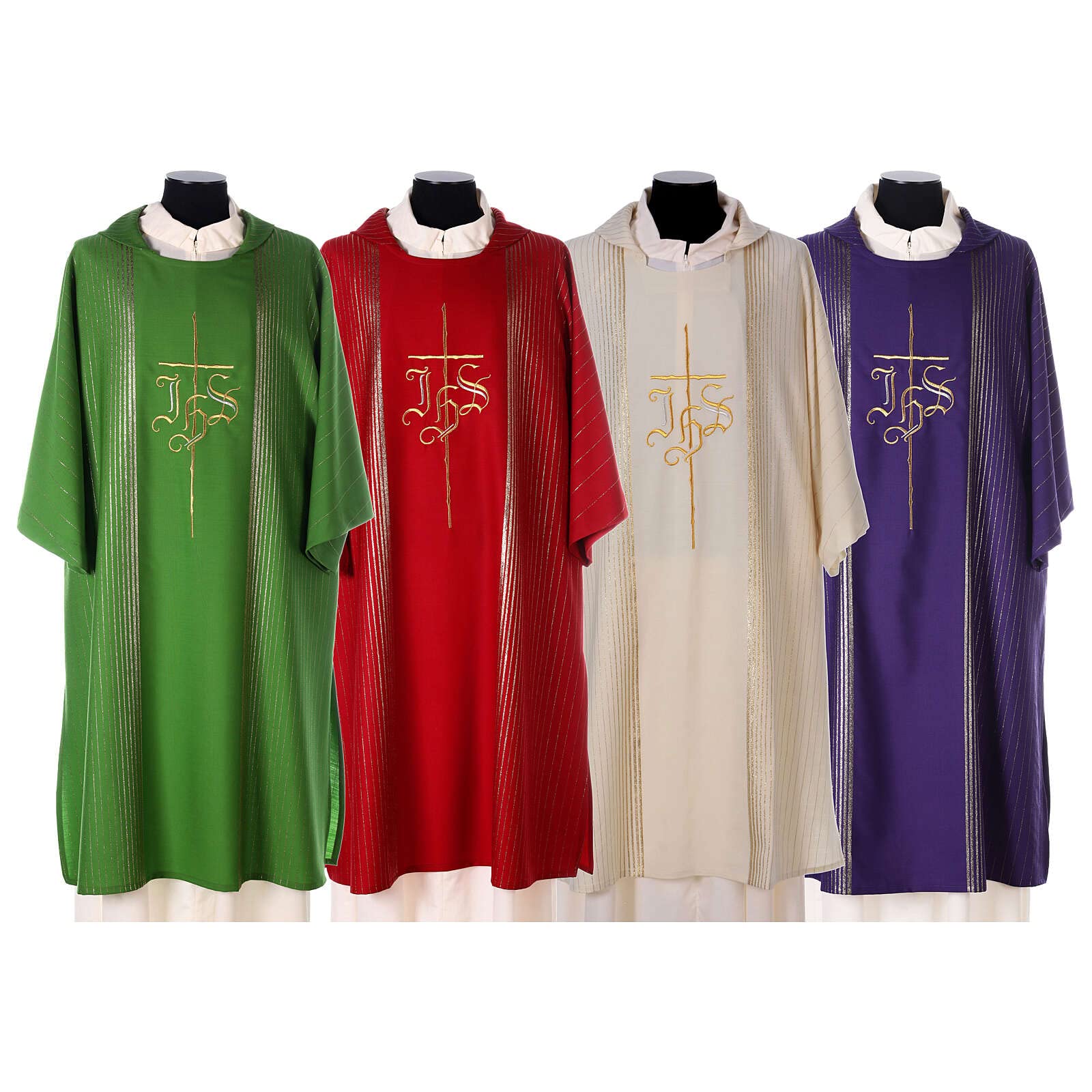 Holyart Dalmatic in Virgin Wool with Twisted Thread, IHS, Purple