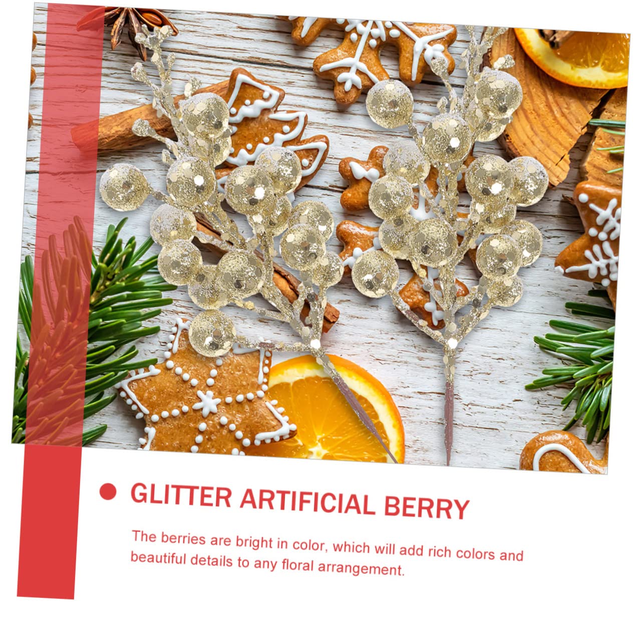 Abaodam 48 Piezas De Pulgadas para De Flores Hojas Altas De Acebo Ramo Decorativo Artificial Bayas con Purpurina Ramas De Navidad Jarrones De Cm/In Accesorios para Hacer