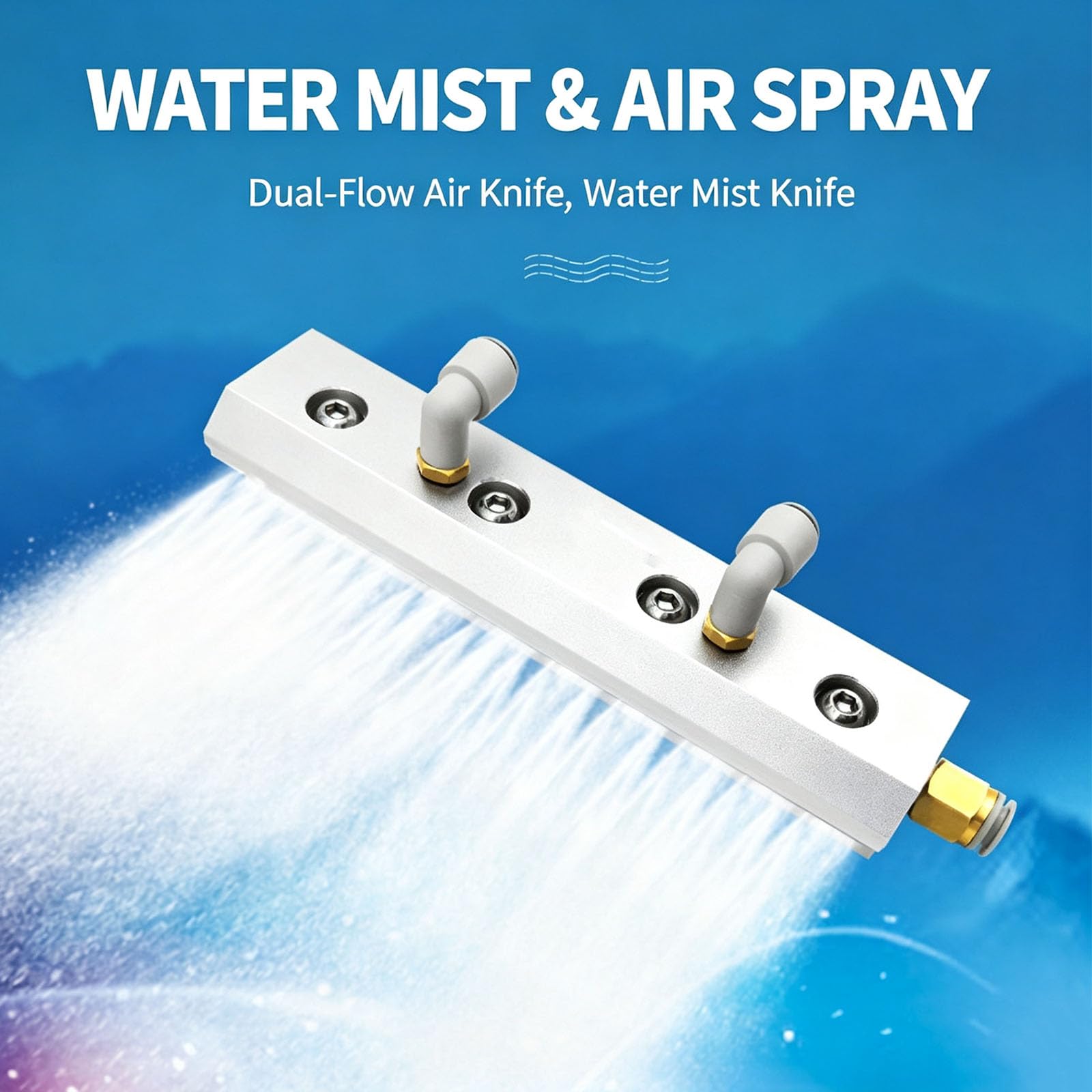 COYEUX Soffiatore Industriale A Doppio Fluido con Lama d'Aria, Lama d'Aria in Acciaio Inossidabile per La Rimozione della Polvere, con 2 Ingressi per L'acqua, Sistema di Lavaggio 200mm