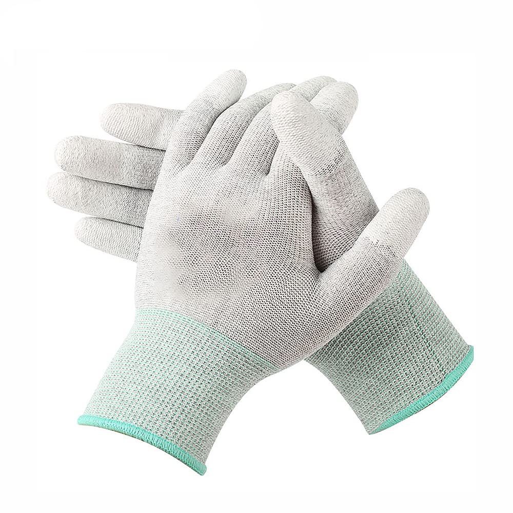 SagaSave Guantes de trabajo para hombre, guantes antiestáticos de pu con punta de aleta,de trabajo de seguridad antideslizantes multiusos para computadora de PC, trabajo de seguridad (5 pares, M)
