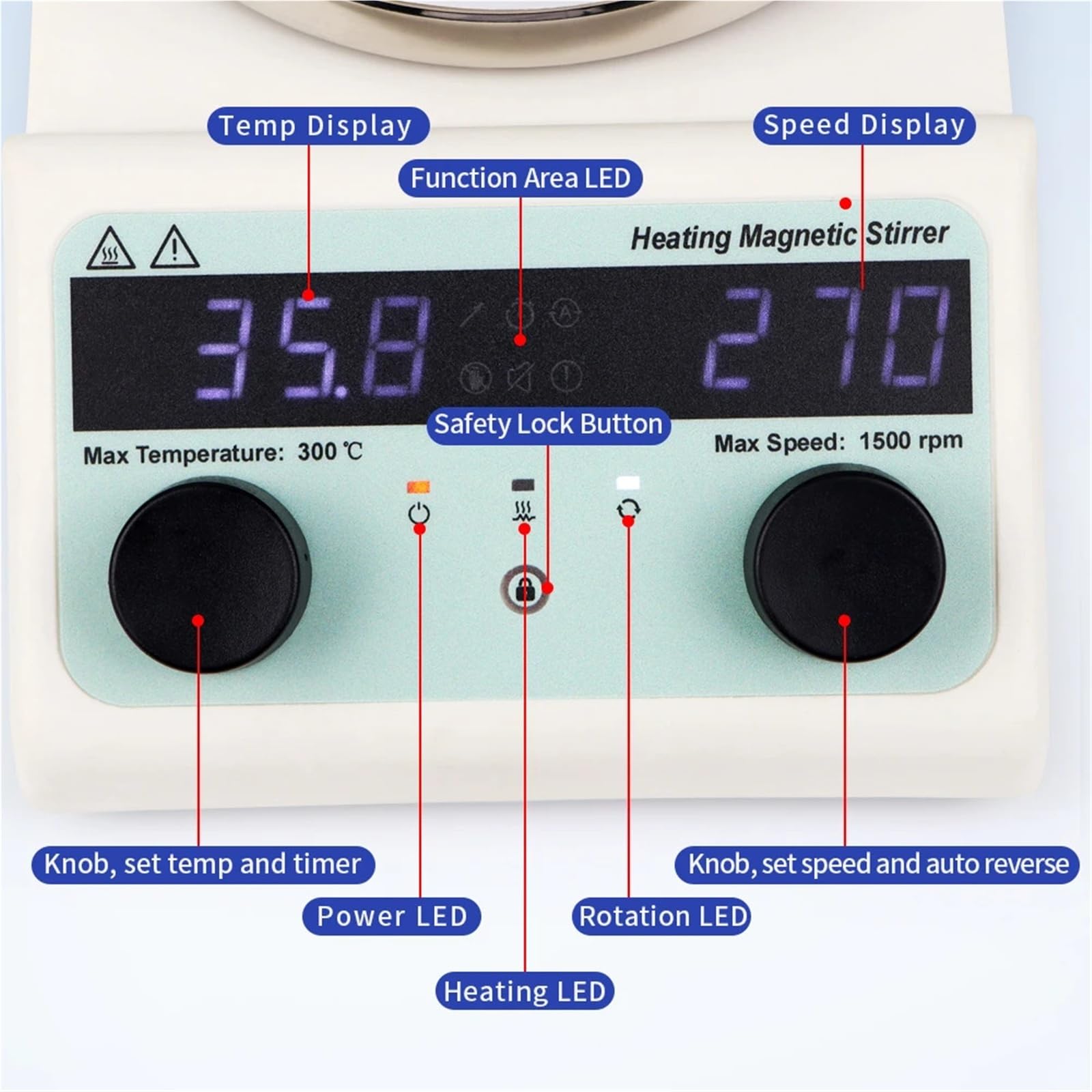 Centrifuga Agitatore magnetico elettrico con piastra riscaldante e barra di agitazione, laboratorio chimico, biologico medico, funzione conto alla rovescia