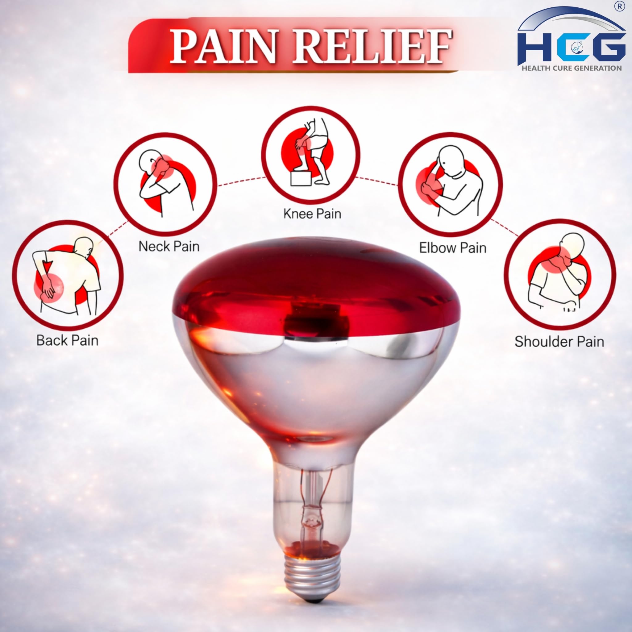 HCG Infrared Heat Therapy Bulb 150W E27 Medical Grade 250V | Orthopedic Pain Relief Lamp | Made in India Infrared Bulb for Muscle Aches & Joint Therapy 1
