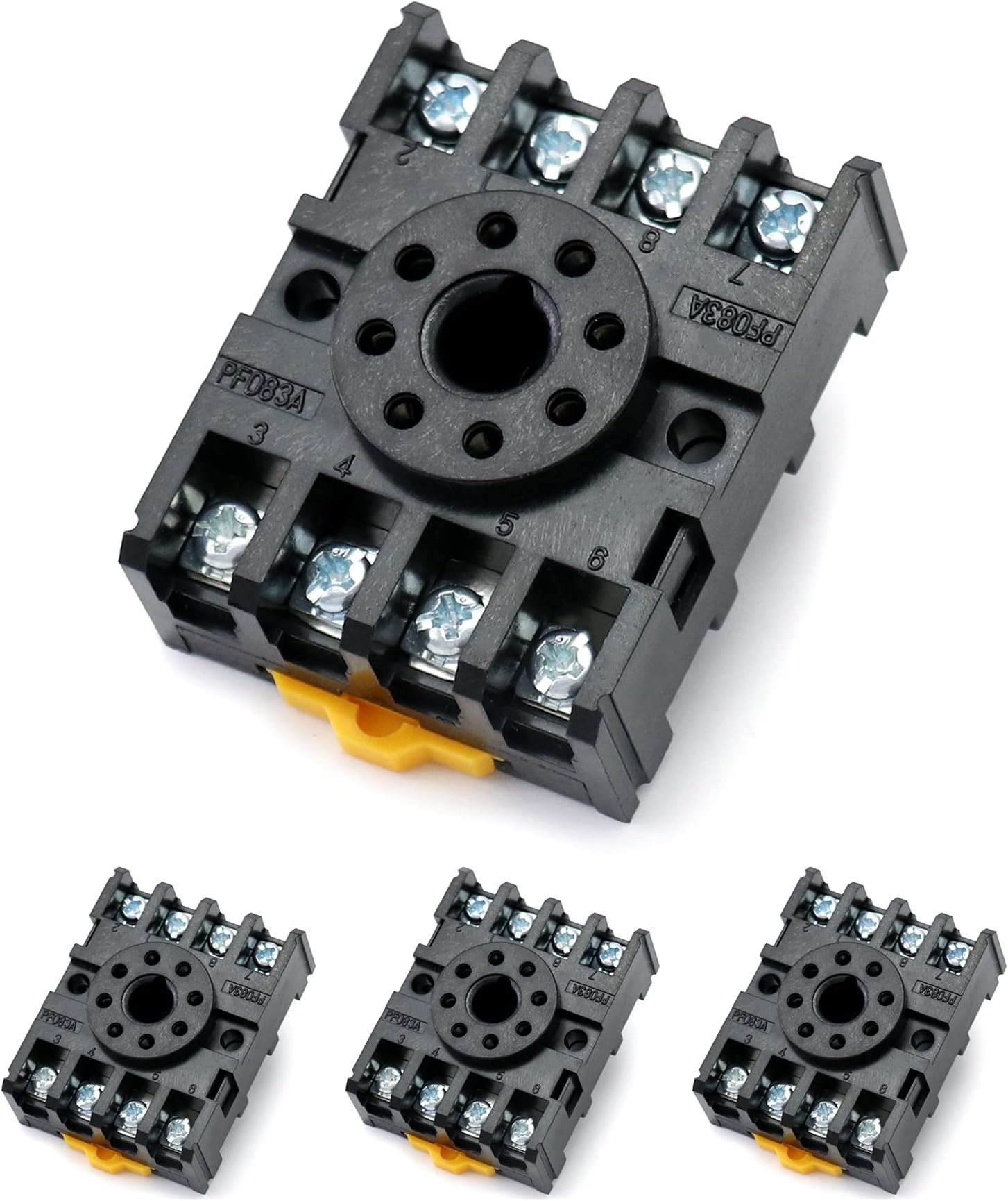 QWORK 8 Pins Relay Socket, 4 Pack 600 V 10 Amp Octal Socket with Pressure Clamp Screw for MK2P DPDT Power Relay
