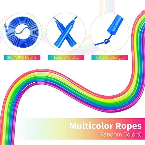 Miniatura 3 de Aneco Paquete de 30 cuerdas de saltar para niños, 7.3 pies, cuerdas de saltar coloridas para niños, grandes actividades deportivas, regalos de